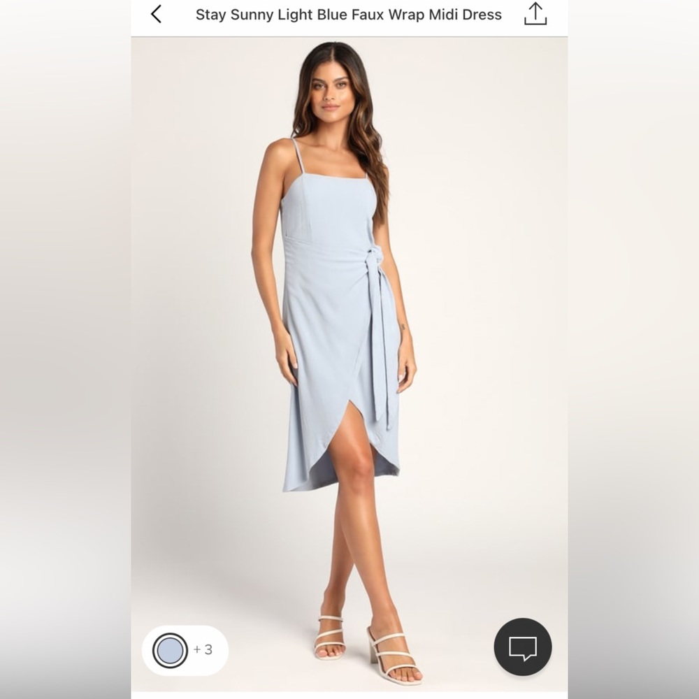 Lulus Stay Sunny Light Blue Wrap Midi Dress NWT
